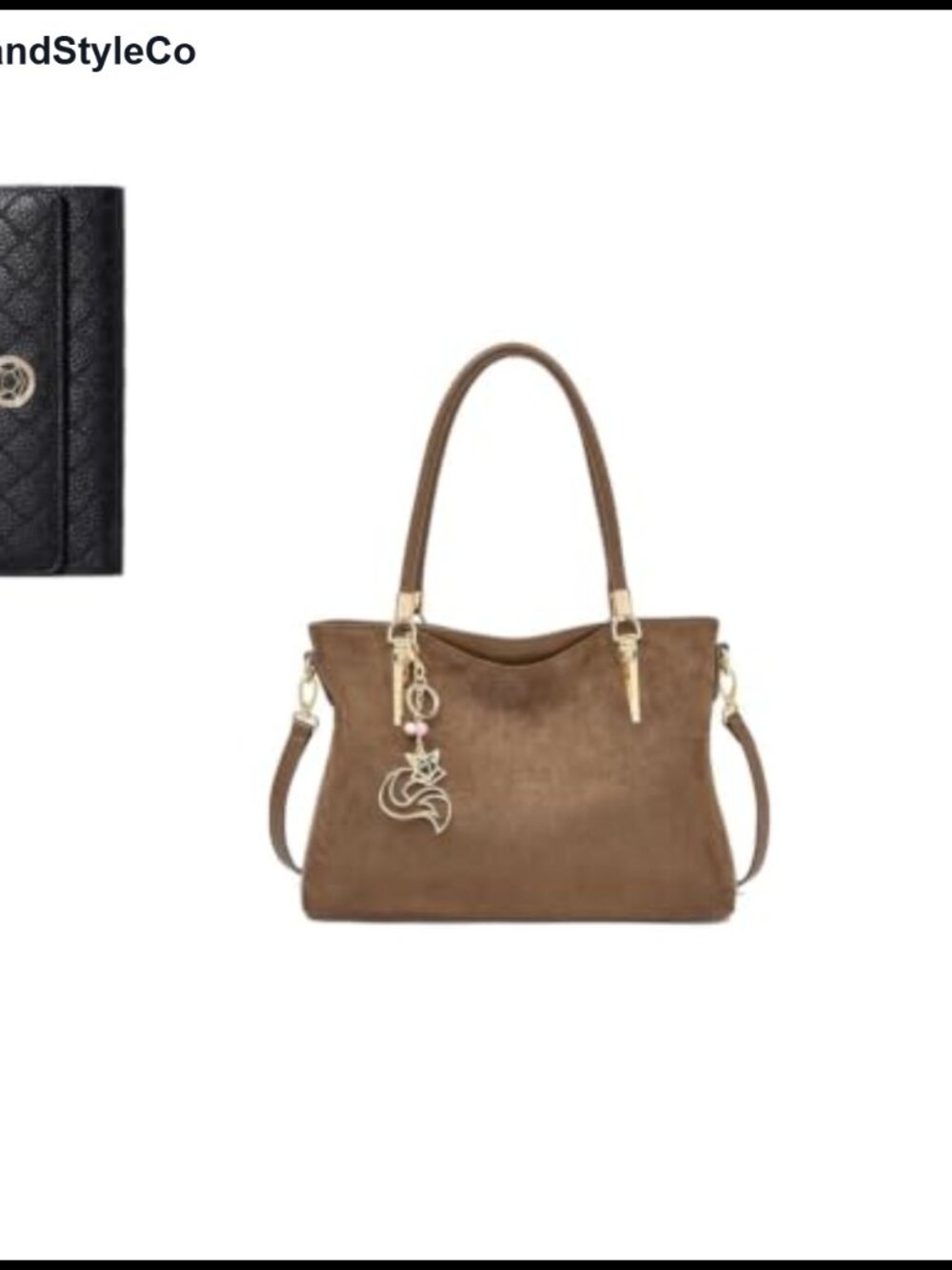 Genuine Leather Medium Tote Purse with Small Wallet for Women